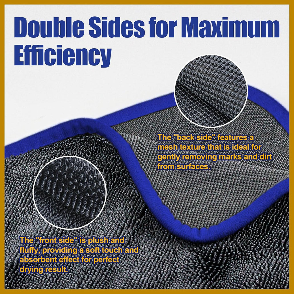 Airlab Microfiber Towels for Cars Wash Drying Extra Large Super Absorbent Cleaning Cloth Auto Detailing Ultra Soft, Lint-Free, Streak-Free, 35 x 24 Inch, Pack of 1, Grey-Blue, 600 GSM