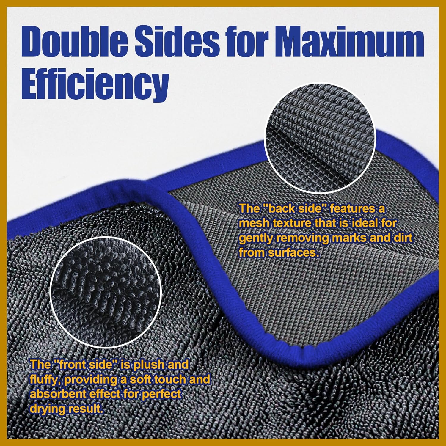 Airlab Microfiber Towels for Cars Wash Drying Extra Large Super Absorbent Cleaning Cloth Auto Detailing Ultra Soft, Lint-Free, Streak-Free, 35 x 24 Inch, Pack of 1, Grey-Blue, 600 GSM