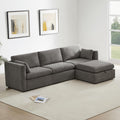 CHITA Oversized Modular Sectional Sofa Set, FSC Certified L Shaped Couch with Reversible Chaise,Modular Sectional Couch for Living Room,112 inch Width, 4 Seat Modular Sofa with Storage Ottoman, Grey