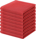 Homaxy 100% Cotton Waffle Weave Kitchen Dish Cloths, Ultra Soft Absorbent Quick Drying Dish Towels, 12 x 12 Inches, 8-Pack, Brick Red