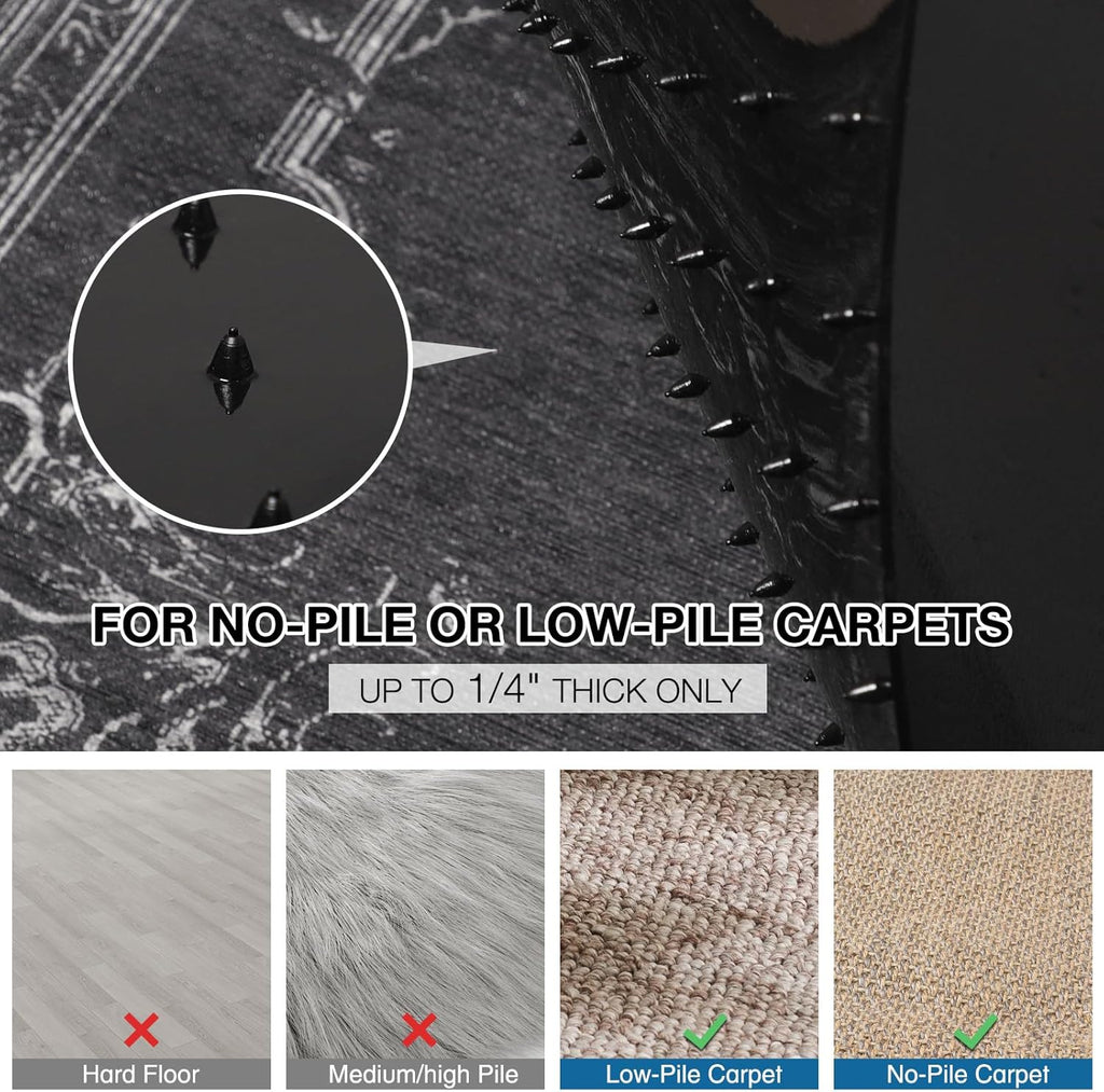Chair Mat for Carpet, 36" x 48" Desk Chair Mat for Carpeted Floors, Non-Slip Office Vinyl Mat for Carpet with Studded, Easy Glide Heavy Duty Floor Protector Mat for Home Office, Black