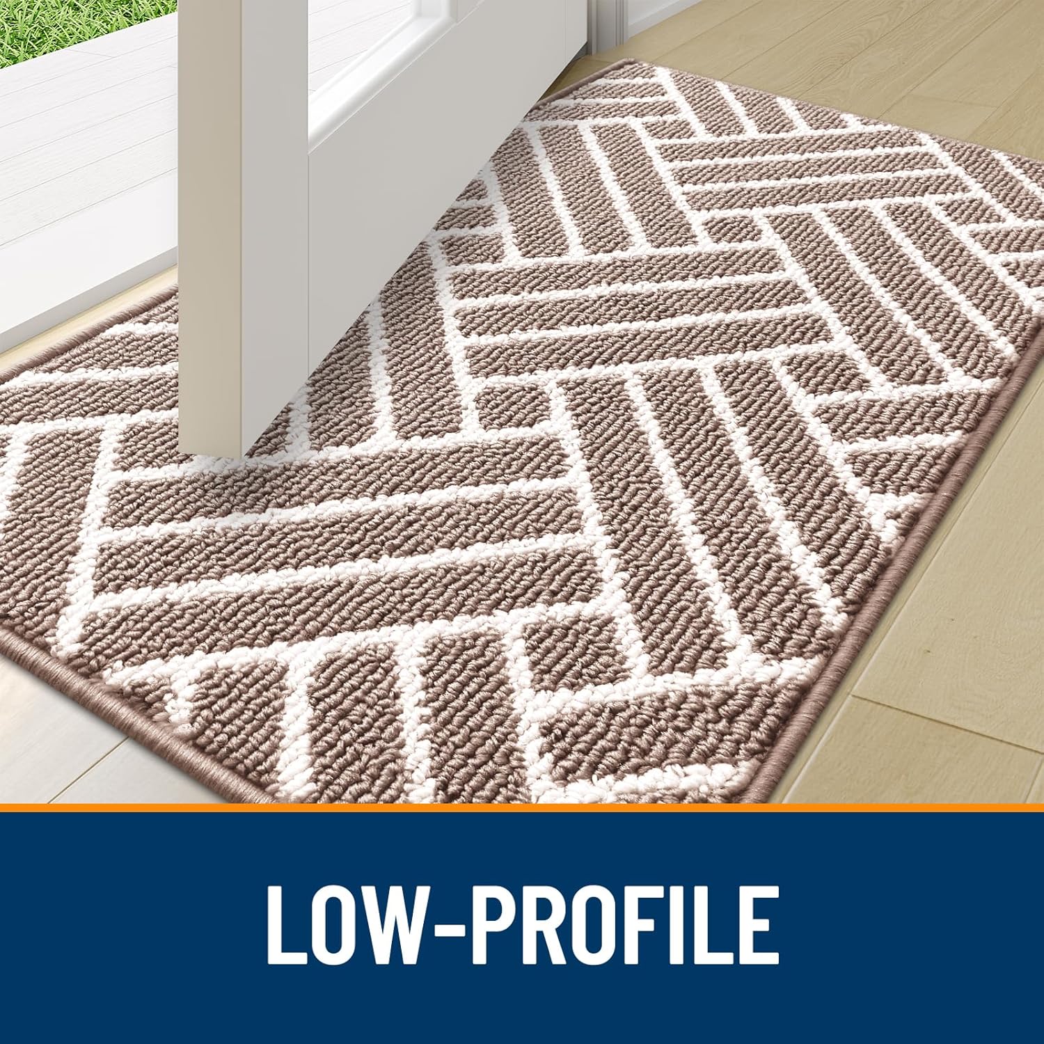 OLANLY Indoor Door Mat, 48x32 Inch, Dirt Resistant and Absorbent, Non-Slip Rubber Backing Floor Mats, Easy Clean Low-Profile Doormat for Entryway, Front Door, and Inside Entrance, Brown