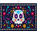 Sugar Skull Dish Drying Mat for Kitchen Counter Microfiber Absorbent Dish Day of the Dead Kitchen Drying Mat Draining Reusable Washable for Dishes/Utensils/Counterto