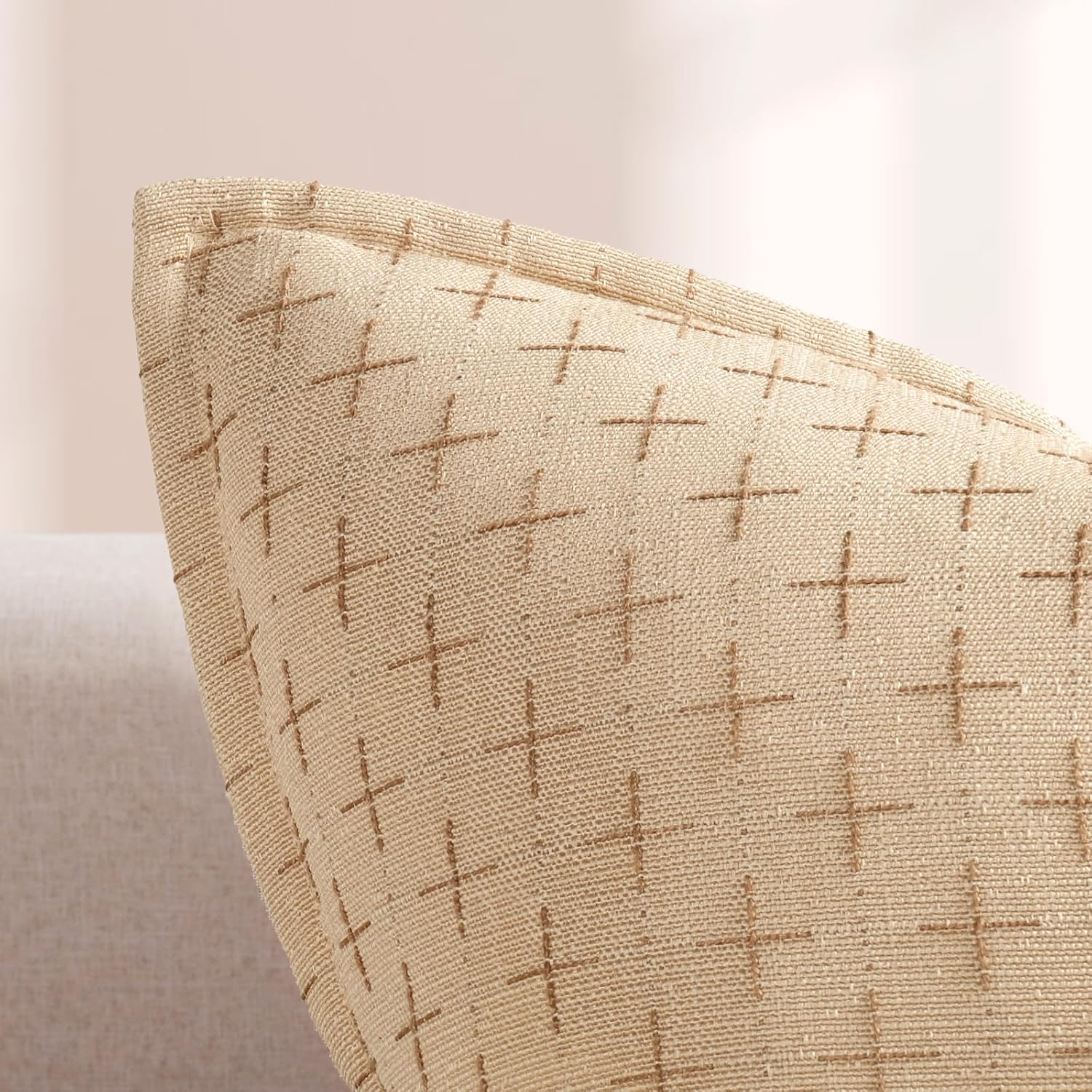 ZWJD Pillow Covers 22x22 Set of 2 Soft Polyester Textured Pillow Covers with Stylish Flange Edge Cozy Farmhouse Throw Pillows for Couch Bed Sofa Living Room