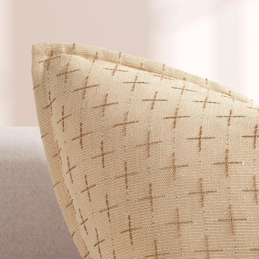 ZWJD Pillow Covers 18x18 Set of 2 Soft Polyester Textured Pillow Covers with Stylish Flange Edge Cozy Farmhouse Throw Pillows for Couch Bed Sofa Living Room