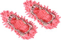 1 Pair Washable Cleaning Shoes Cover - Floor Cleaning Dust, Chenille Microfiber Duster Mop Slippers, Apply to House Office Room (Pink)