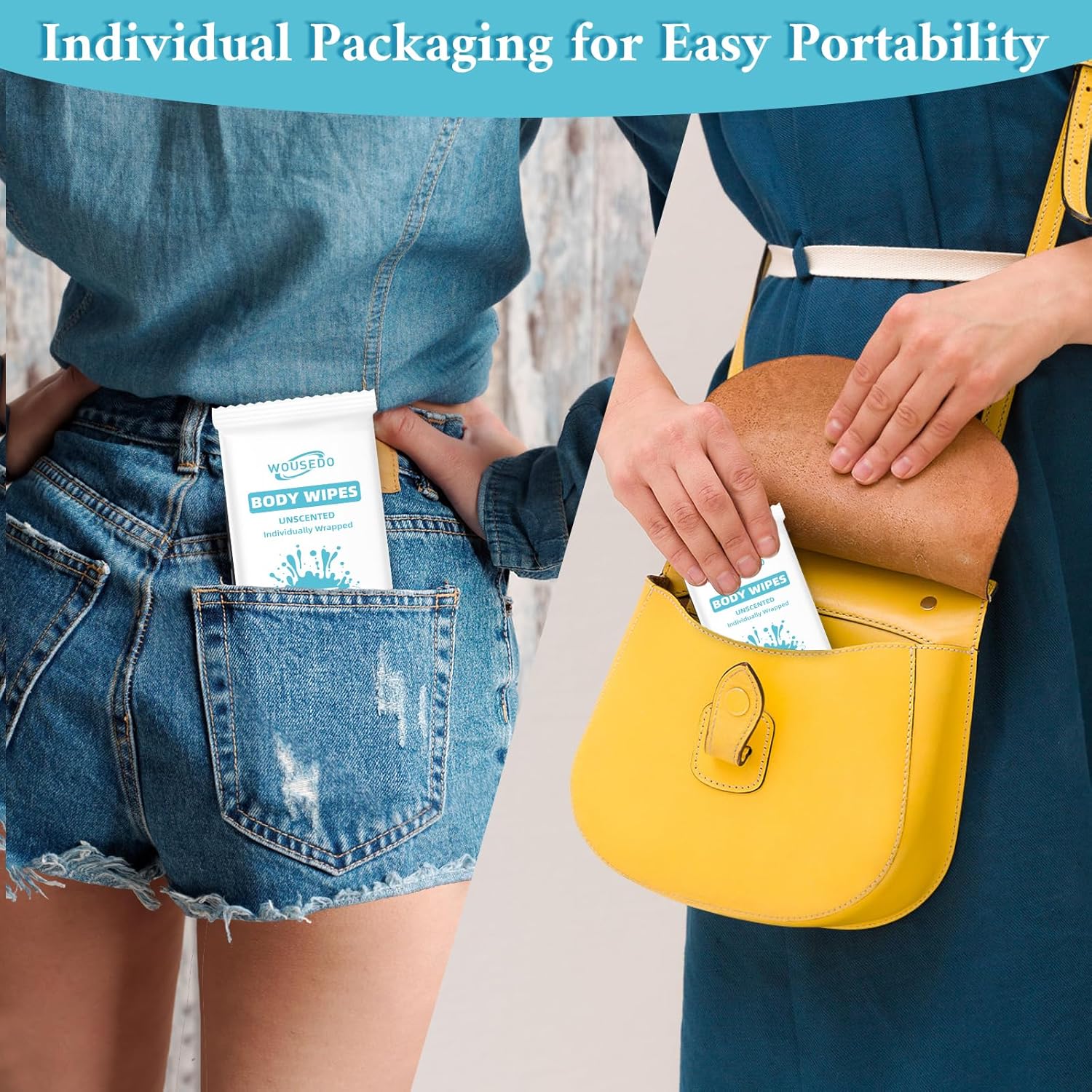 300 Pcs Ultra Thick Soft Large Body Wipes Individually Wrapped(7.87" x 9.45"),Shower Wipes for Adults Bathing No Rinse,Personal Cleansing Wipes for Travel Gym,Bulk Deodorant for Homeless(White)