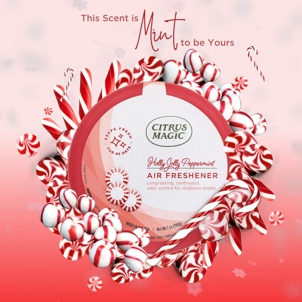 Citrus Magic Holiday Odor Absorbing Solid Air Freshener, Holly Jolly Peppermint, 7-Ounce, Pack of 3