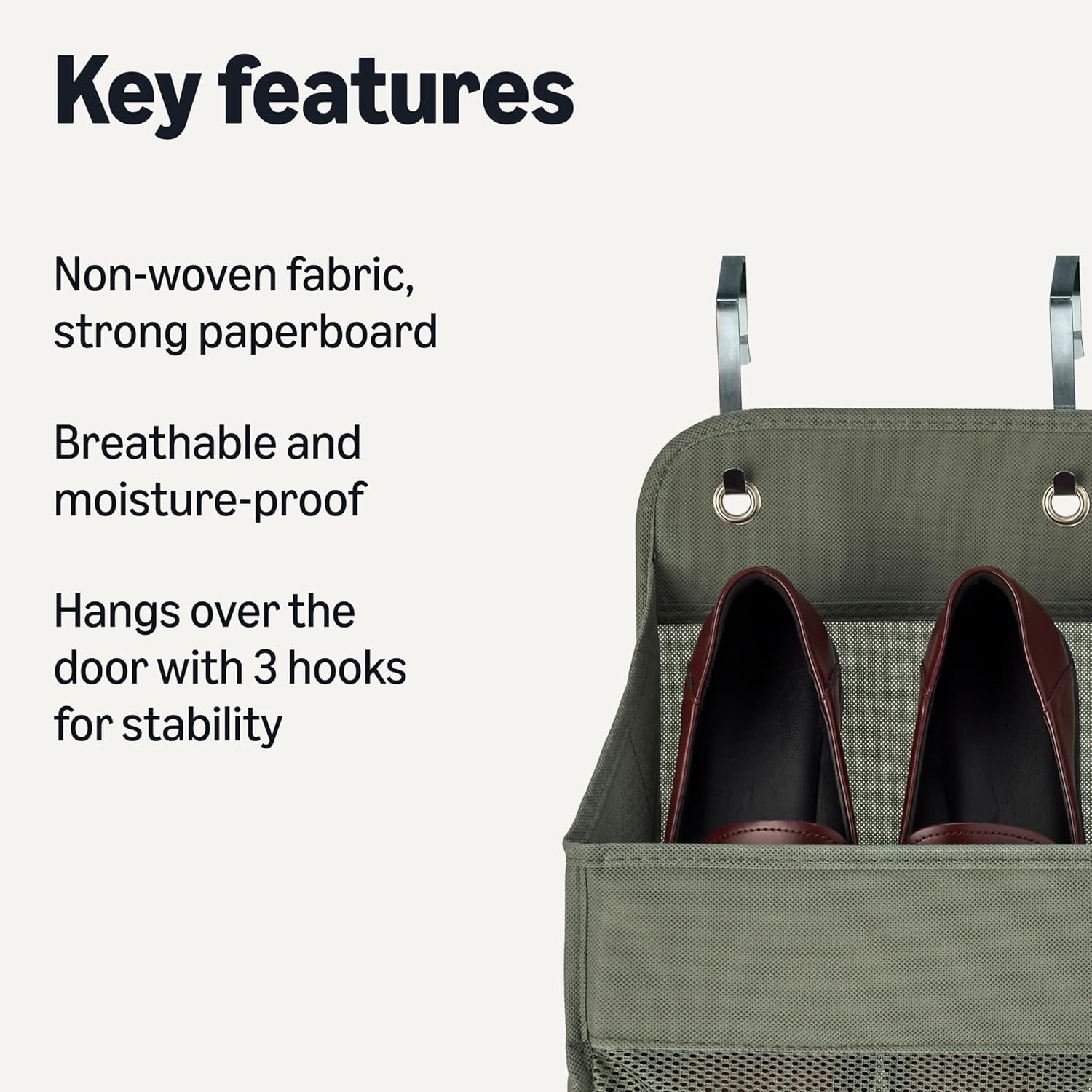 Amazon Basics 5 Tier Over the Door Organizer, Large, 6.4 x 54.5 x 14.9 in, Dark Grey
