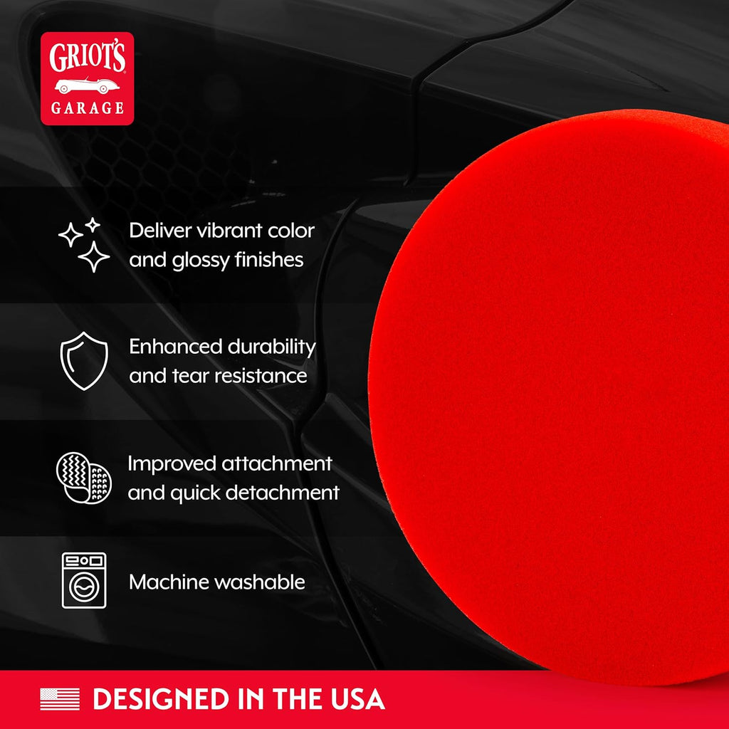 Griot's Garage 5.5” Red Foam Waxing Pads for Car Detailing, Polishing and Buffing Pads for Use with Waxes and Sealants, 10525, Set of 2