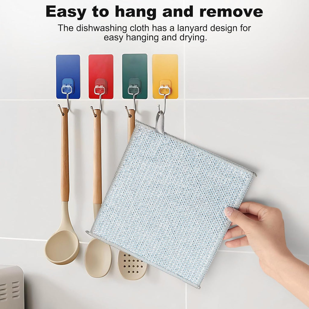 20pcs Non Scratch Wire Dishcloth Multipurpose Wire Dishwashing Rag for Wet and Dry,Metal Scrubbers for Cleaning Dishes,Dual-Sided Kitchen Cleaning Cloth with Mesh,Cleaning Tool for Pot, Blue