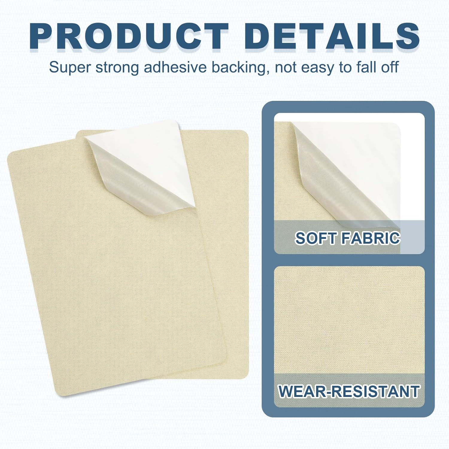 PATIKIL 8x11 Inch Linen Repair Patches, 2Pcs Self-Adhesive Fabric Patch for Sofas Tote Bags Furniture Car Seats Clothes Tents, Beige
