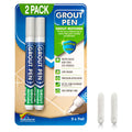 Grout Pen Tile Paint Marker: Waterproof Grout Paint, Tile Grout Colorant and Sealer Pen - Narrow 5mm, 2 Pack with Extra Tips (7mL) - Winter Grey