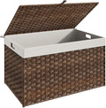 HOOBRO Storage Basket with Lid, 42.3 Gallon (160L) Wicker Basket, Handwoven Blanket Storage Basket with Handles, Metal Frame and Soft Lining, Foldable for Bedroom, Laundry Room, Brown BR216CW01