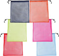18"X24" 6Pcs Mesh Laundry Drawstring Bag Nylon Drawstring Gym Bag with Cord Lock Closure