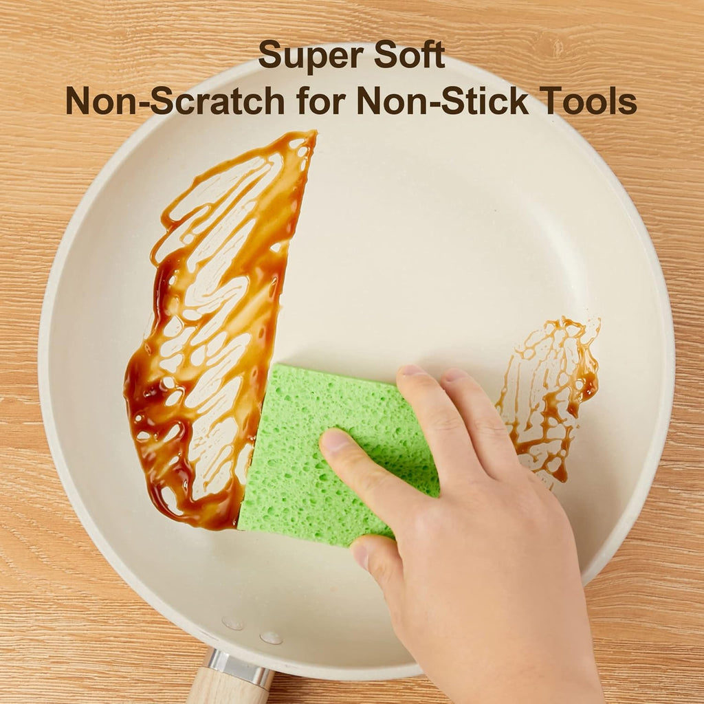 JOYMOOP Dish Sponge Scrubber, Cellulose Sponges Kitchen for Non-Scratch Washing Dishes, Household Cleaning Scrub Natural Sponge, Pack of 24 Colorful Sponges