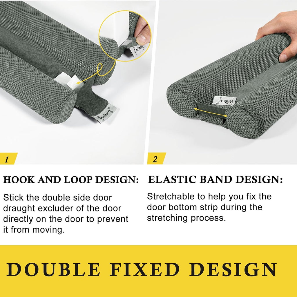fowong Door Draft Stopper 30" Adjustable Under Door Draft Stopper, Soundproofing Nosie Blocker Seal Large Gap, Grey
