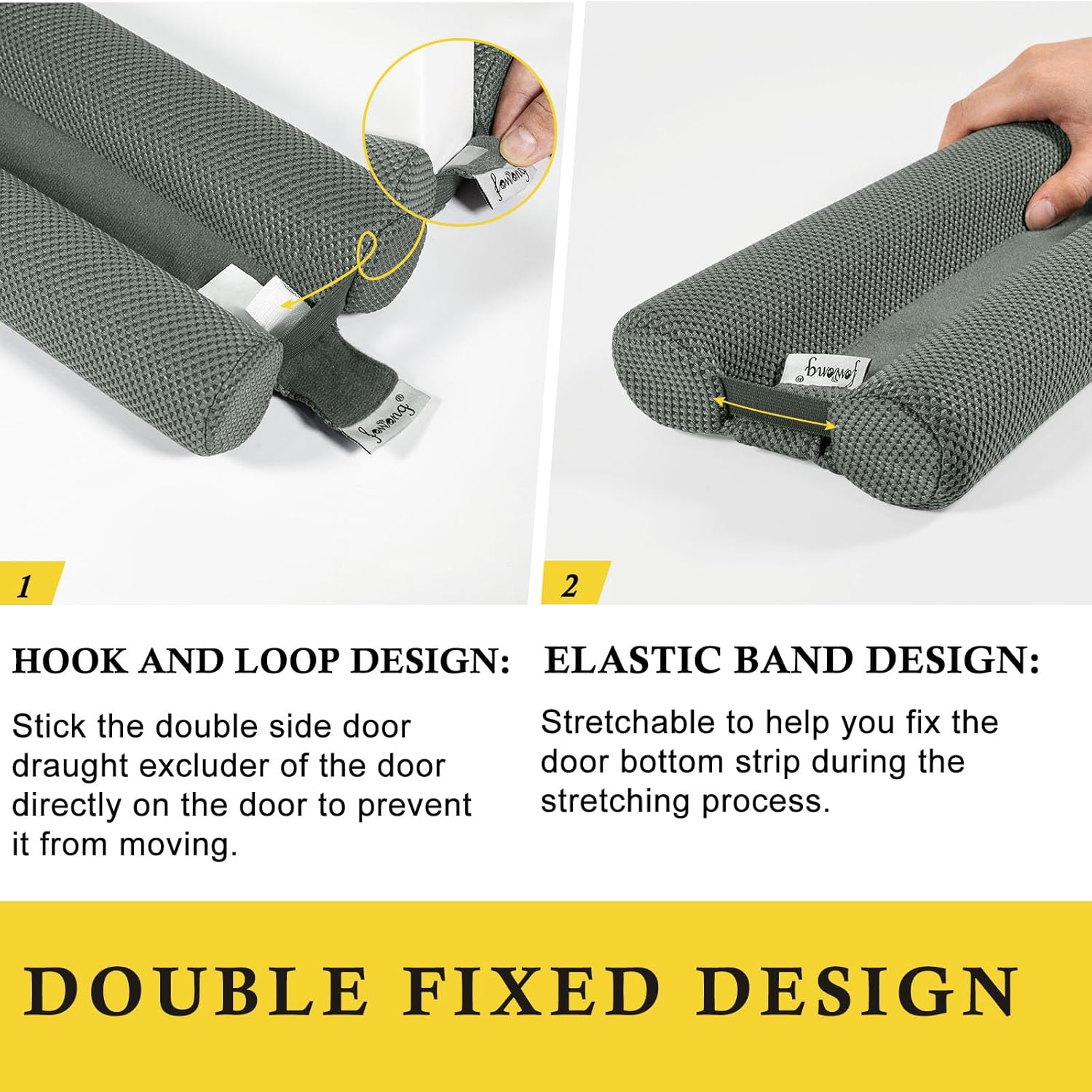fowong Door Draft Stopper 30" Adjustable Under Door Draft Stopper, Soundproofing Nosie Blocker Seal Large Gap, Grey