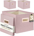 DECOMOMO Storage Bins for Shelves Robust Fabric Closet Bins for Shelves Toy Storage Clothes Books (Pack of 3 – Pink)