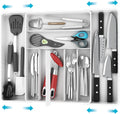 Simple Houseware Expandable & Adjustable Cutlery Drawer Organizer - Large Utensil and Flatware Tray for Kitchen Drawers, White