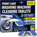 Washing Machine Cleaner Descaler 28 Pack - Designed for Front Loader Washer - Deep Cleaning Tablets For HE, Septic Safe Eco-Friendly Deodorizer, Clean Inside Drum & Laundry Tub Seal - 14 Month Supply