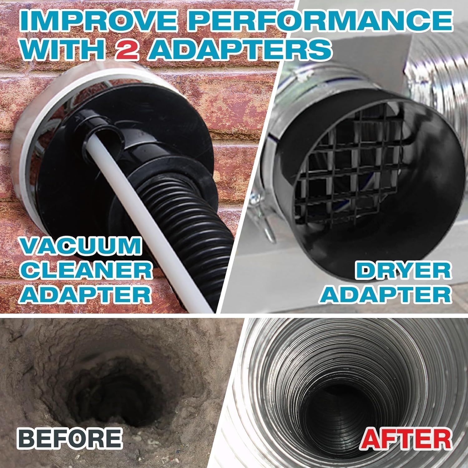 Sealegend 47-Piece 52-Feet Dryer Vent Cleaner Kit, Dryer Cleaning Tools, Omnidirectional Dryer Lint Vacuum Attachment, Dryer Vent Brush, Universal Vacuum & Dryer Adapters (Blue)
