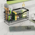 Sponge Holder for Kitchen Sink, Stainless Steel Sink Caddy and Drying Rack with Absorbent Stone, Rustproof Kitchen Organizer for Sponge, Brush, Soap,Space-Saving Countertop Accessory