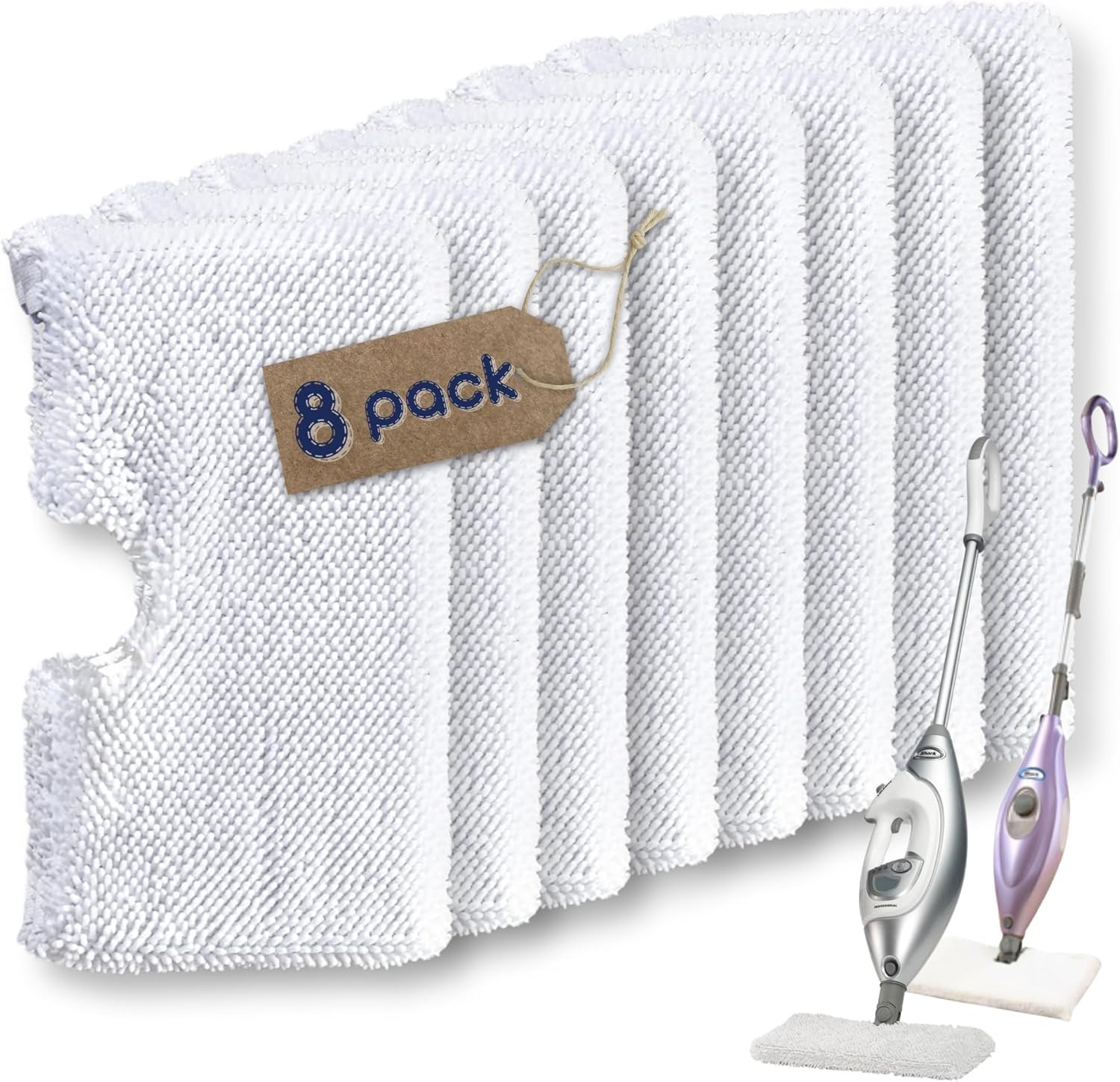 F Flammi 8 Count Steam Pocket Mop Replacement Pads for Shark S3500 Series S3501 S3601 S3550 S3901 SE450 S3801CO S3601D S2901 S2902, Steam Mop Pads for Shark