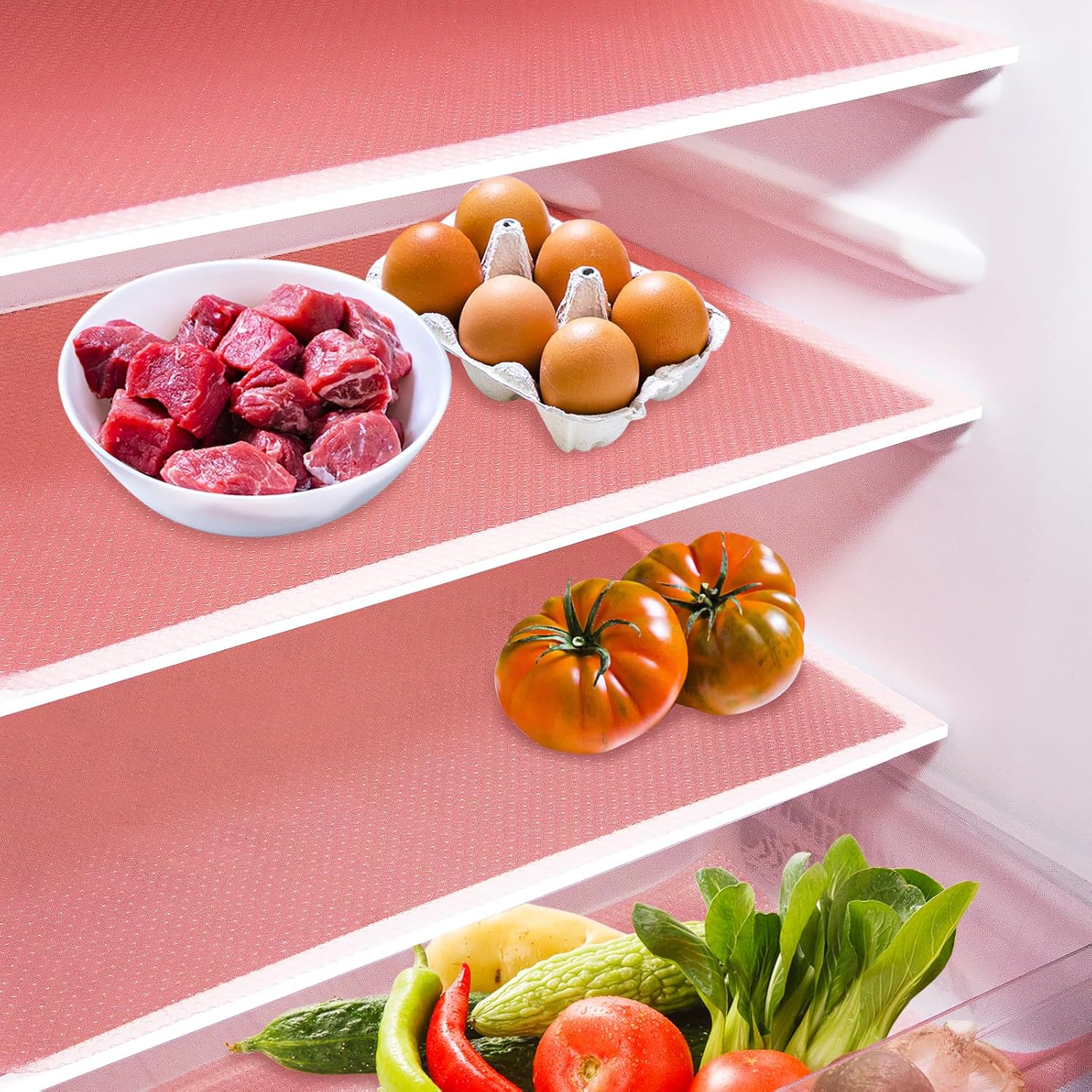 20Pcs Refrigerator Liners, Washable Fridge Liner Shelf Mats Refrigerator Pads for Cupboard Cabinet Drawer Home Kitchen Accessories Organization (Pink)