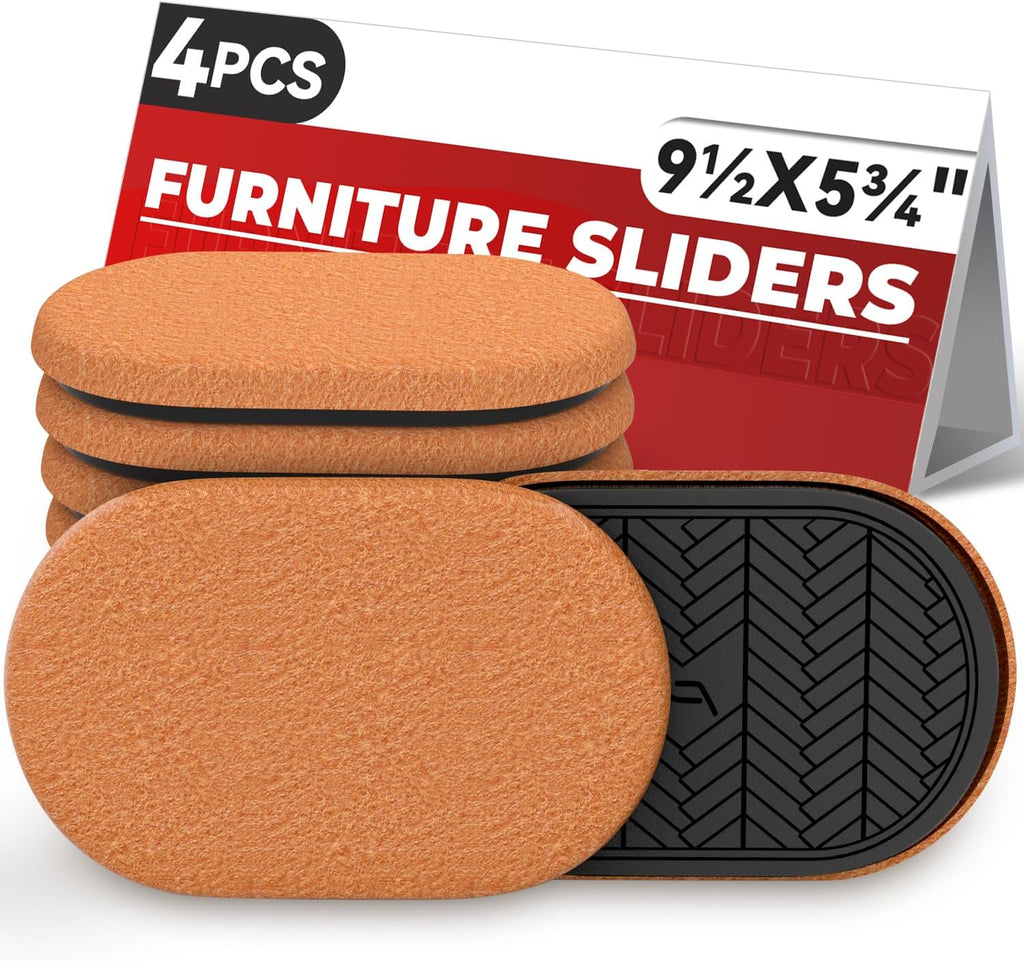9½"x5¾ Felt Furniture Sliders for Hardwood Floors, 4PCS Oval Furniture Pads for Wood Floors, Furniture Movers for Heavy Duty Furniture, Move Furniture Easily