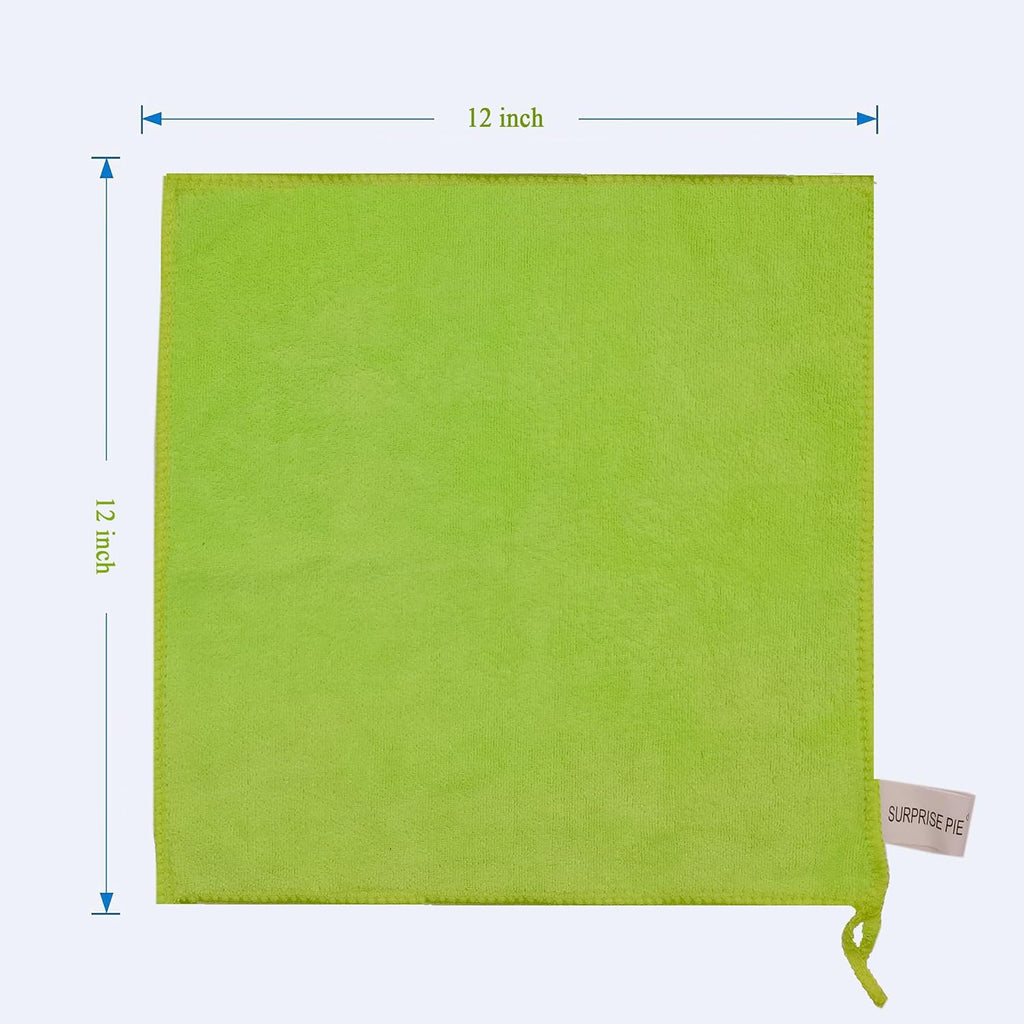 Microfiber Cleaning Cloth for Kitchen Housekeeping Dish Electronics Dust Rags Thick Lint Free Car Wash DryingTowel (12"x12") Green-6 Pack