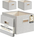 DECOMOMO Storage Bins for Shelves Robust Fabric Closet Bins for Shelves Toy Storage Clothes Books (Pack of 3 – Light Grey)