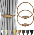 2 Pack Magnetic Curtain Tiebacks Rope Modern Handmade Curtain Tie Backs Decorative Drapes Weave Holdbacks for Window Décor, Khaki