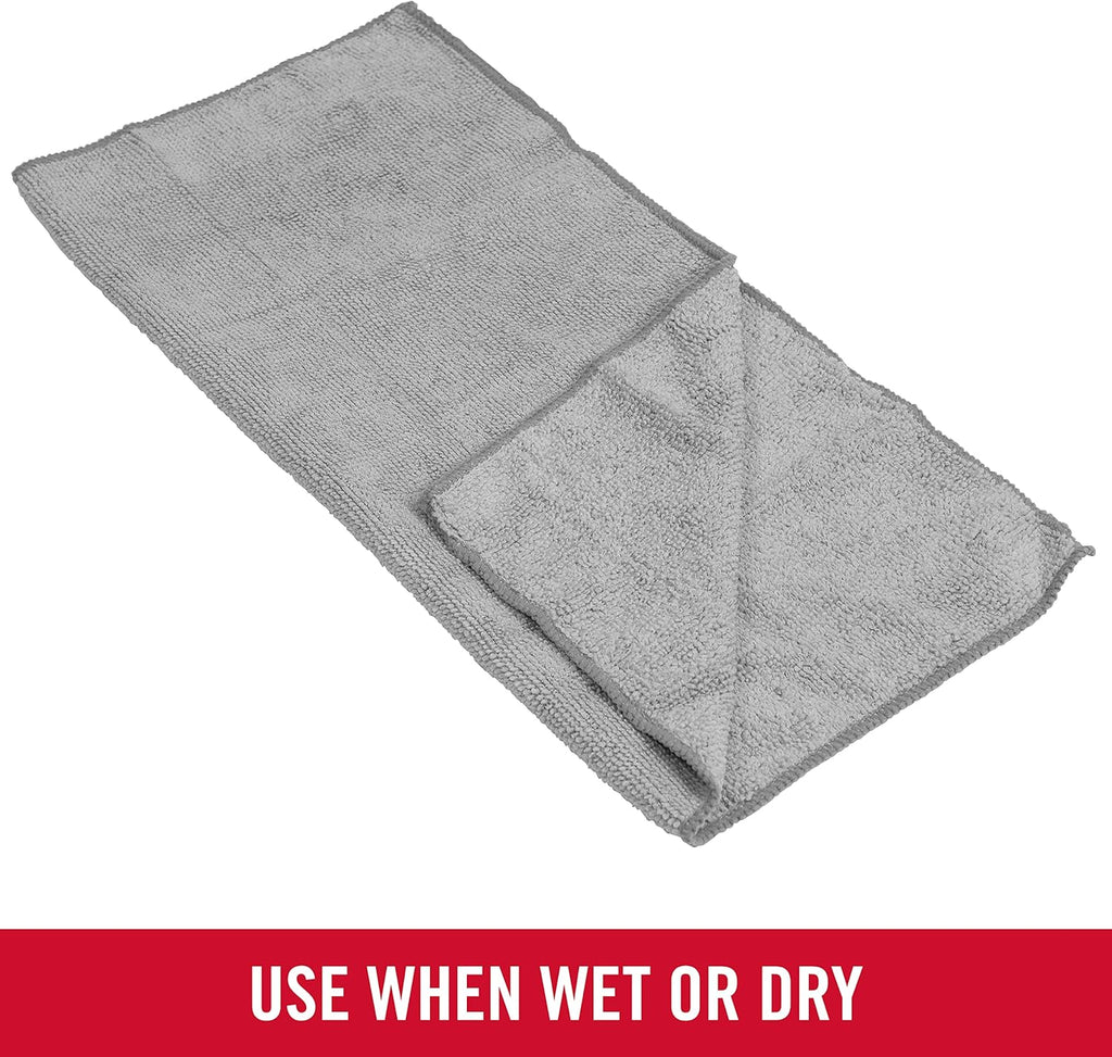 Rubbermaid All Purpose Microfiber Cleaning Cloth Towels, 50 Pack, 12"x12", Non-Scratch, Reusable/Washable for Cleaning/Wiping/Polishing for Home/Kitchen/Car