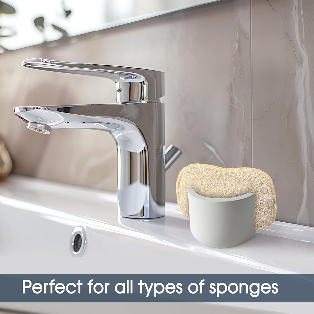 MOPHONICHOME Sponge Holder, Stone Sponge Holder for Kitchen Sink - Diatomite Kitchen Sink Caddy, Quick Dry, Super Absorbent, Modern Design, Grey
