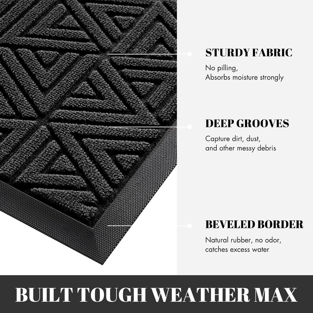Yimobra Front Door Mat Outside Entrance 72 x 24, Waterproof and Washable Outdoor Mat, Non Slip Rubber Backing, Heavy Duty Welcome Matt for Home Entry Floor Porch Garage Office, Low Profile, Black