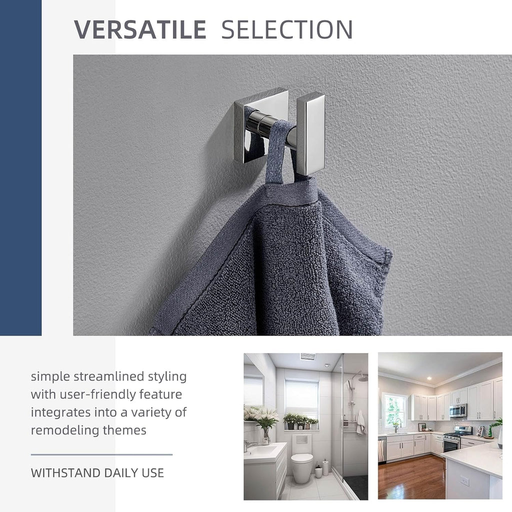 Angle Simple Towel Hook for Bathroom, SUS 304 Stainless Steel Robe Coat Hook, Hand Towel Holder Wall Mounted, Polished Chrome