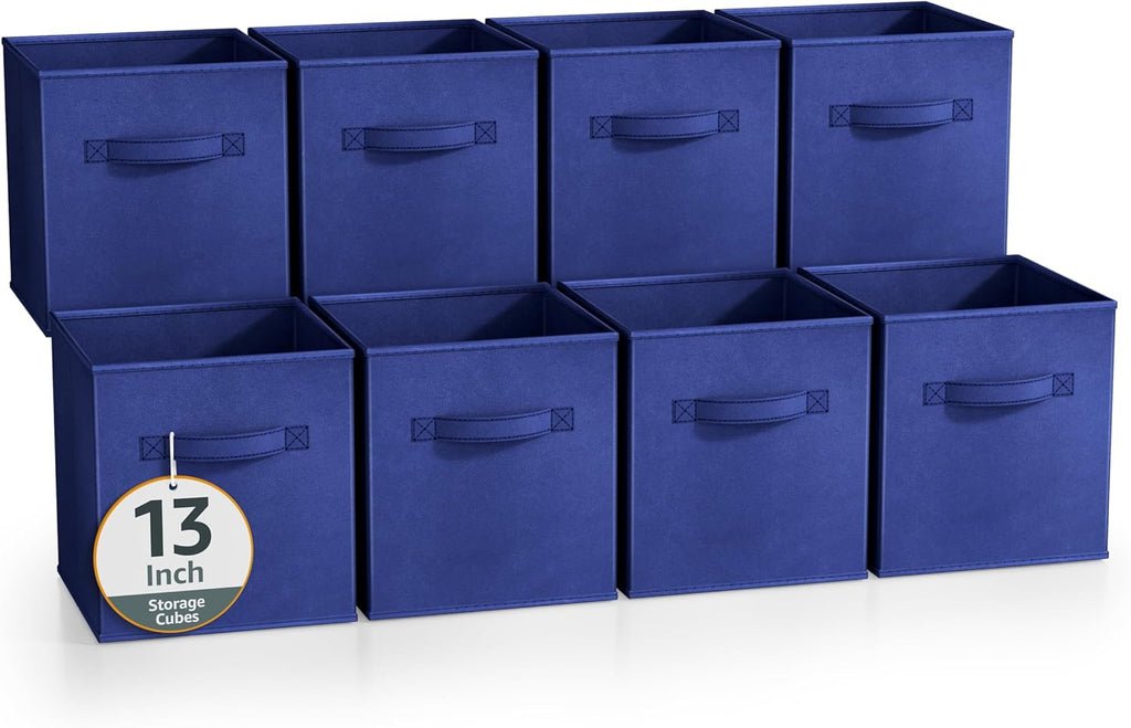Sorbus 13 Inch Collapsible Fabric Storage Cubes - Sturdy Foldable Baskets with Handle - 8 Organizing Bins for Clothes, Toys, Books - Shelves, Closets