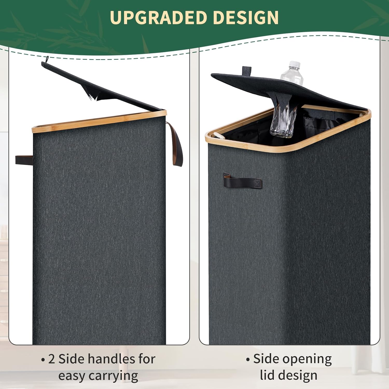 Recycling Bin for Kitchen Indoor Home 26 Gallon, 100L Recycle Bin with Removeable and Reusable Inner Bag, Recycling bin with lid for Bottles Cans Glass Plastice Cartons (Dark Gray)