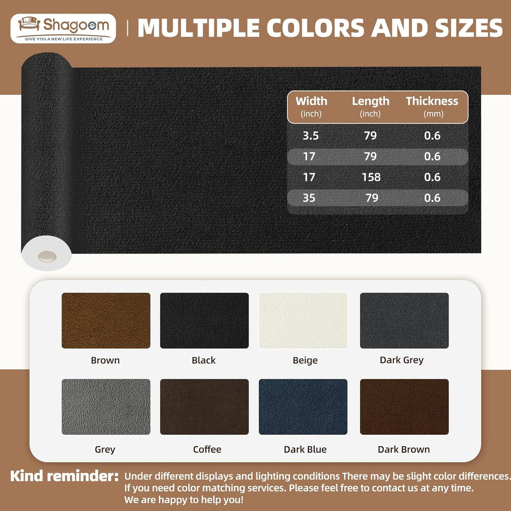 Suede Repair Patch, 17X79 Inch Fabric Large Repair Tape, Self-Adhesive Patches for Furniture, Sofa, Car Interior, Shoes, Hand Bag, Clothing (Brown, 17X79 Inch)