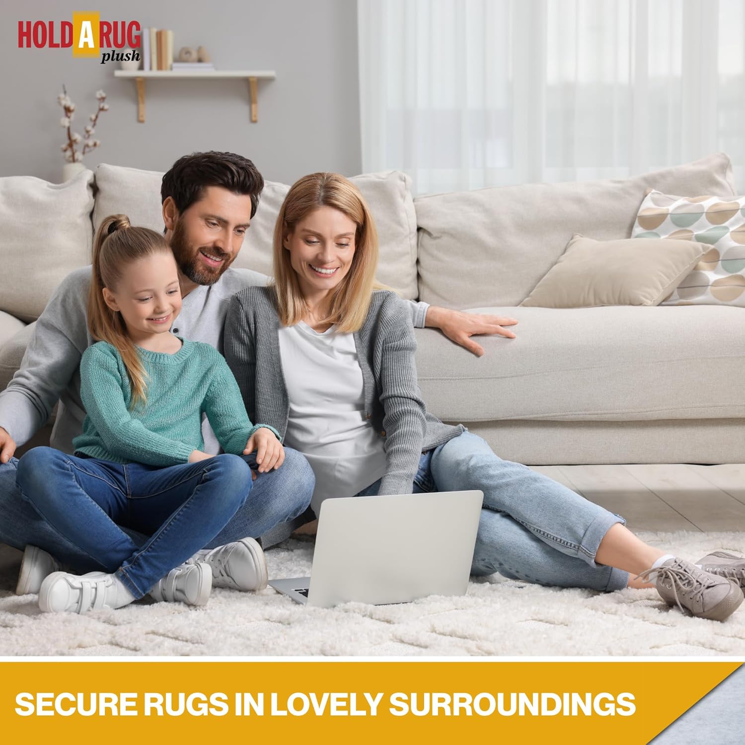 Hold-a-Rug Plush 8'6" x 11'6" Nonskid, Nonslip Rug Pad, Reversible Gripper, ¼ Thick, Safe for All Floors and Carpet, Keep Area Rugs Secure
