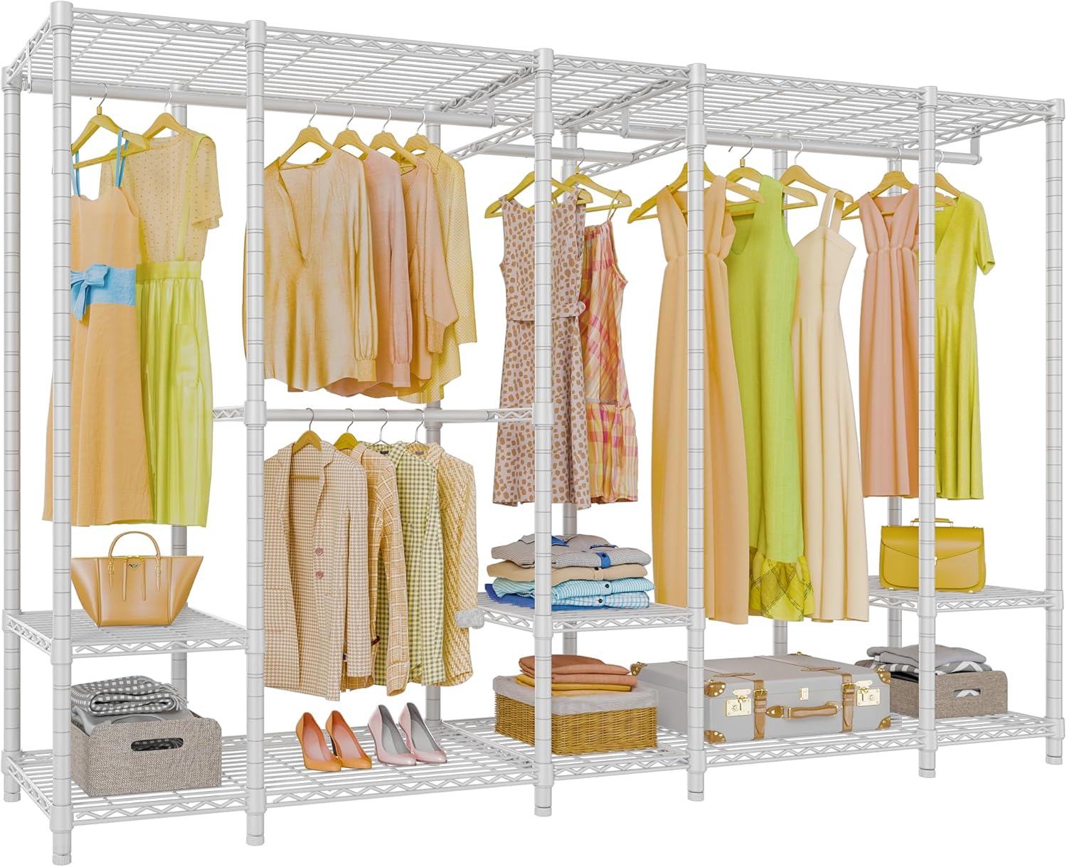 VIPEK V50 Extra Large Portable Closet Rack Bedroom Armoire Freestanding Wardrobe Closet, Heavy Duty Multi-Functional Metal Clothing Rack for Hanging Clothes, Max Load 1300lbs, White