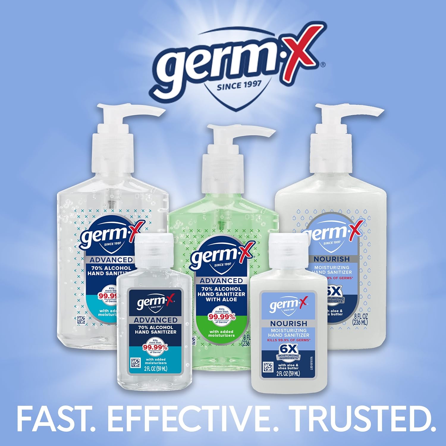 Germ-X Nourish Hand Sanitizer, 2-in-1 Moisturizing and Sanitizing Formula with Shea Butter, Vitamin E & Aloe, Non-Greasy, Mini Travel Size for On-The-Got, 2 Fl Oz (Pack of 6)