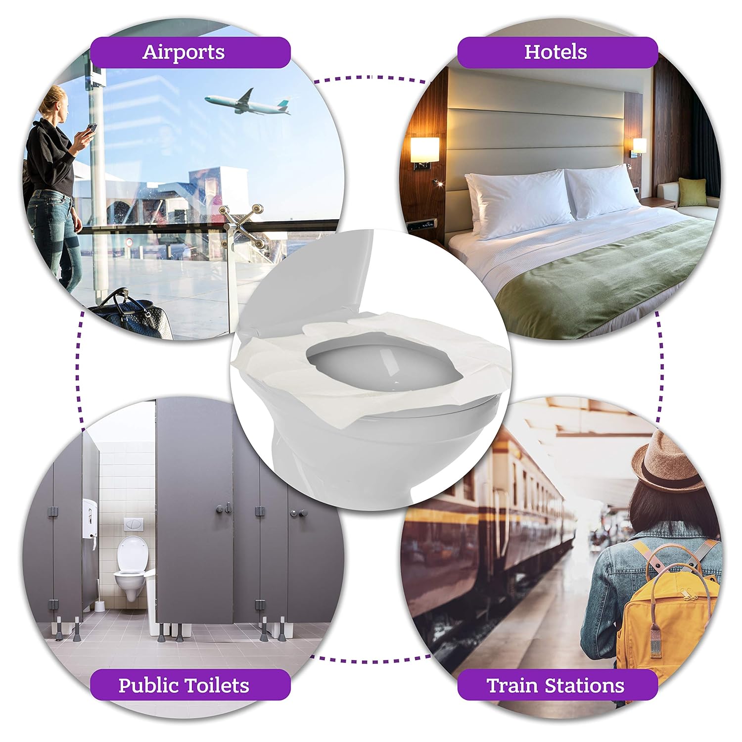 XL Travel Pack of 4 Packs (40-Count) + 1 Free Pack (10-Count) ! - Disposable Toilet Seat Covers - New!