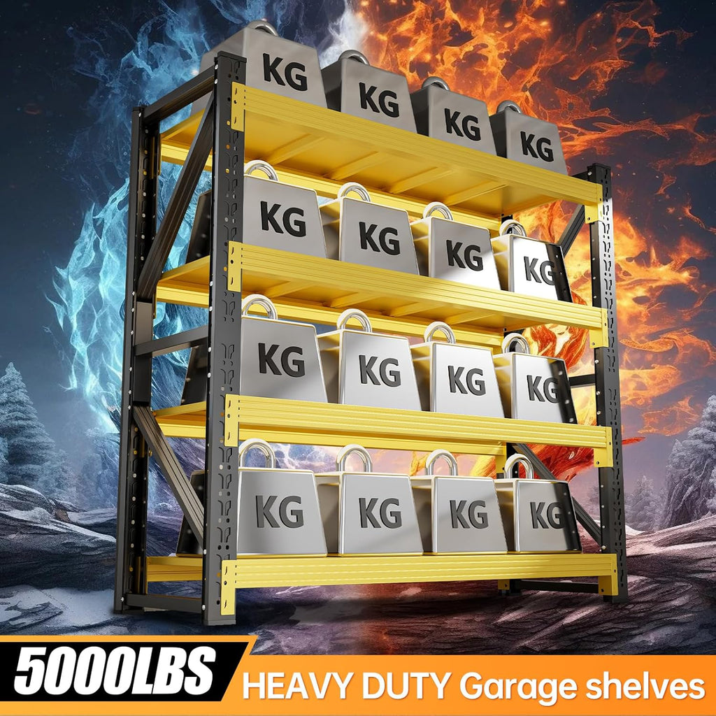 60" W Storage Shelves Heavy Duty, 4 Tier Metal Garage Shelving Units, 5000LBS Heavy Duty Adjustable Shelf, Garage Storage Rack, Industrial Shelving for Shop, Warehouse,60" W x 24" D x 79" H