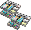 Marbrasse 3 Pack Desk Drawer Organizers with 9 Adjustable Compartments for Makeup, Office Supplies & Accessories (Black)