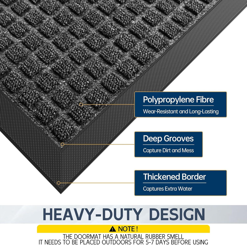 Indoor Outdoor Front Door Mats, 60" x 36" Rubber Backing Non Slip Durable Welcome Floor Mats for Patio, Garage Entrance, Stain and Fade Resistant Commercial Doormats for High Traffic