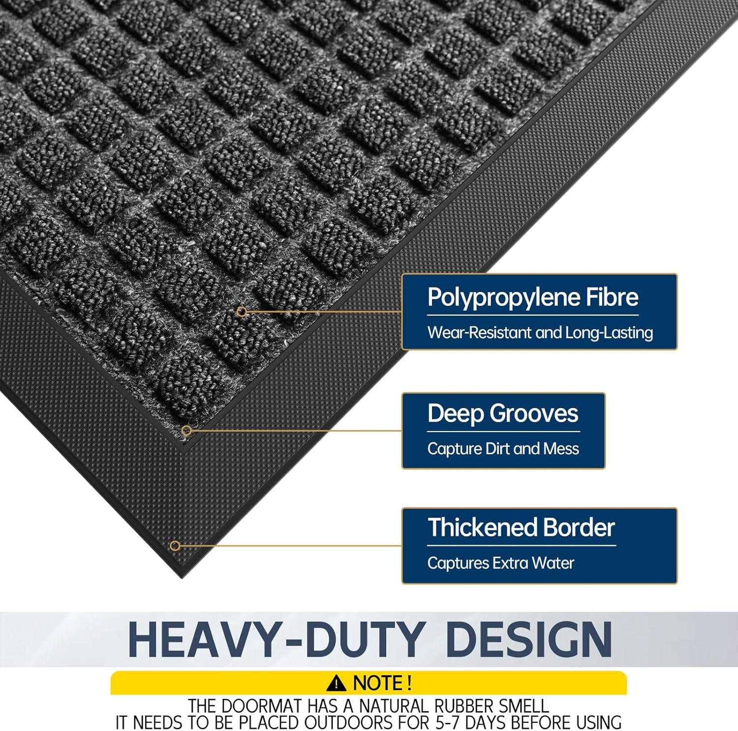 Indoor Outdoor Front Door Mats, 48" x 24" Rubber Backing Non Slip Durable Welcome Floor Mats for Patio, Garage Entrance, Stain and Fade Resistant Commercial Doormats for High Traffic