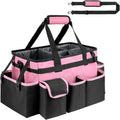 Cleaning Caddy,Large Cleaning Bags for Housekeepers,Cleaning Supplies Organizer with Handle,Pink