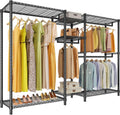 VIPEK Classic V6 Plus Wire Garment Rack Heavy Duty Clothing Rack for Hanging Clothes, Metal Freestanding Closet Wardrobe Rack Portable Clothes Rack, 84.7" L x 15.8" W x 76.4" H, Load 1120lbs, Black